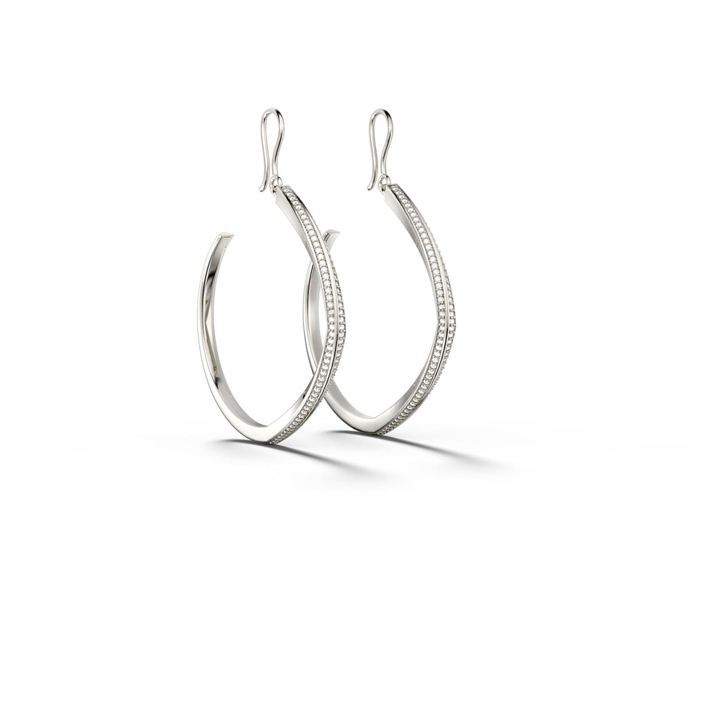 Eden - Large White Gold Hoop Earring With Diamonds