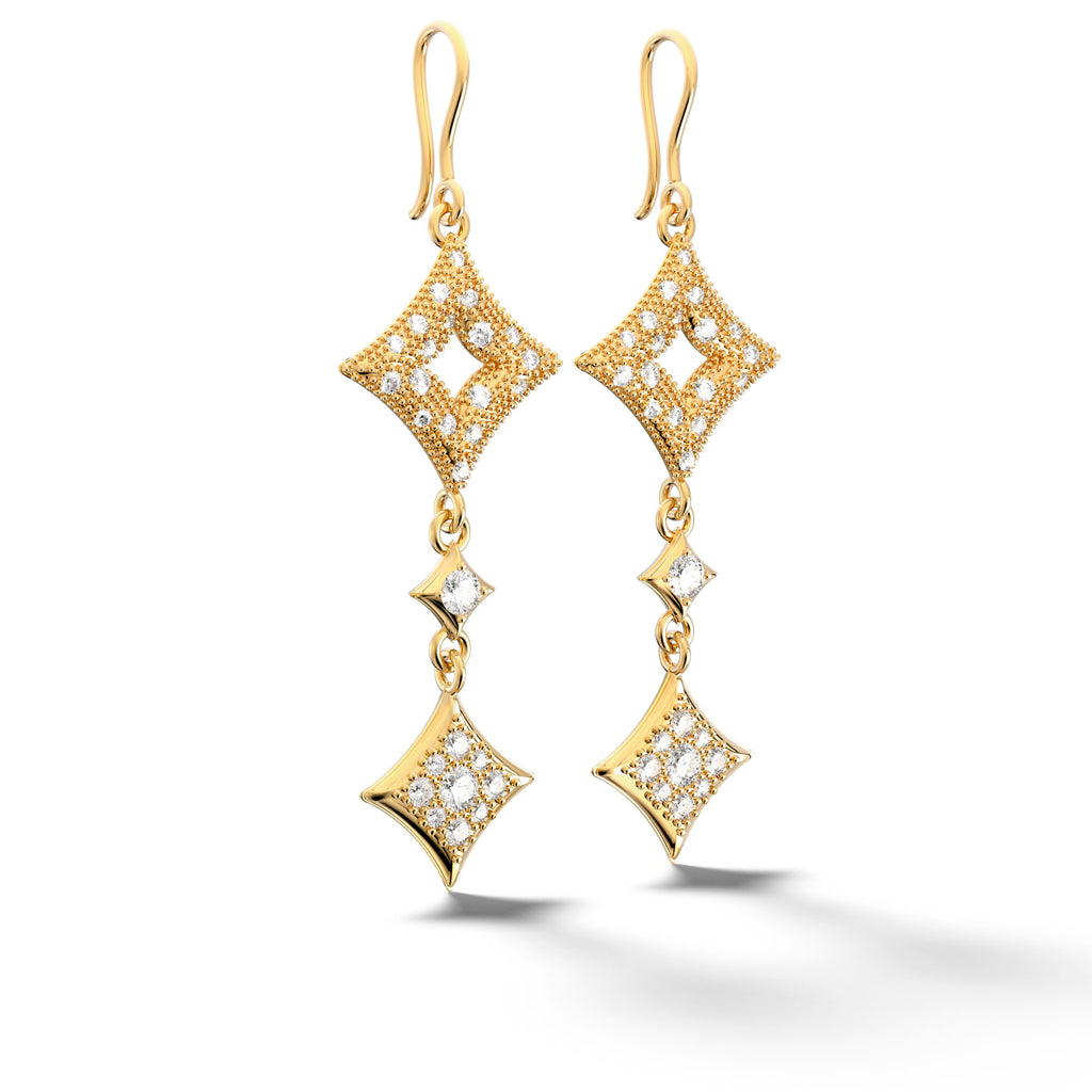Csillag Orionis - Yellow Gold Diamond Earring Long