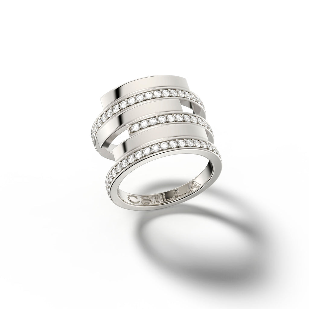Issimo - 18k White Gold Diamond Ring Large Split