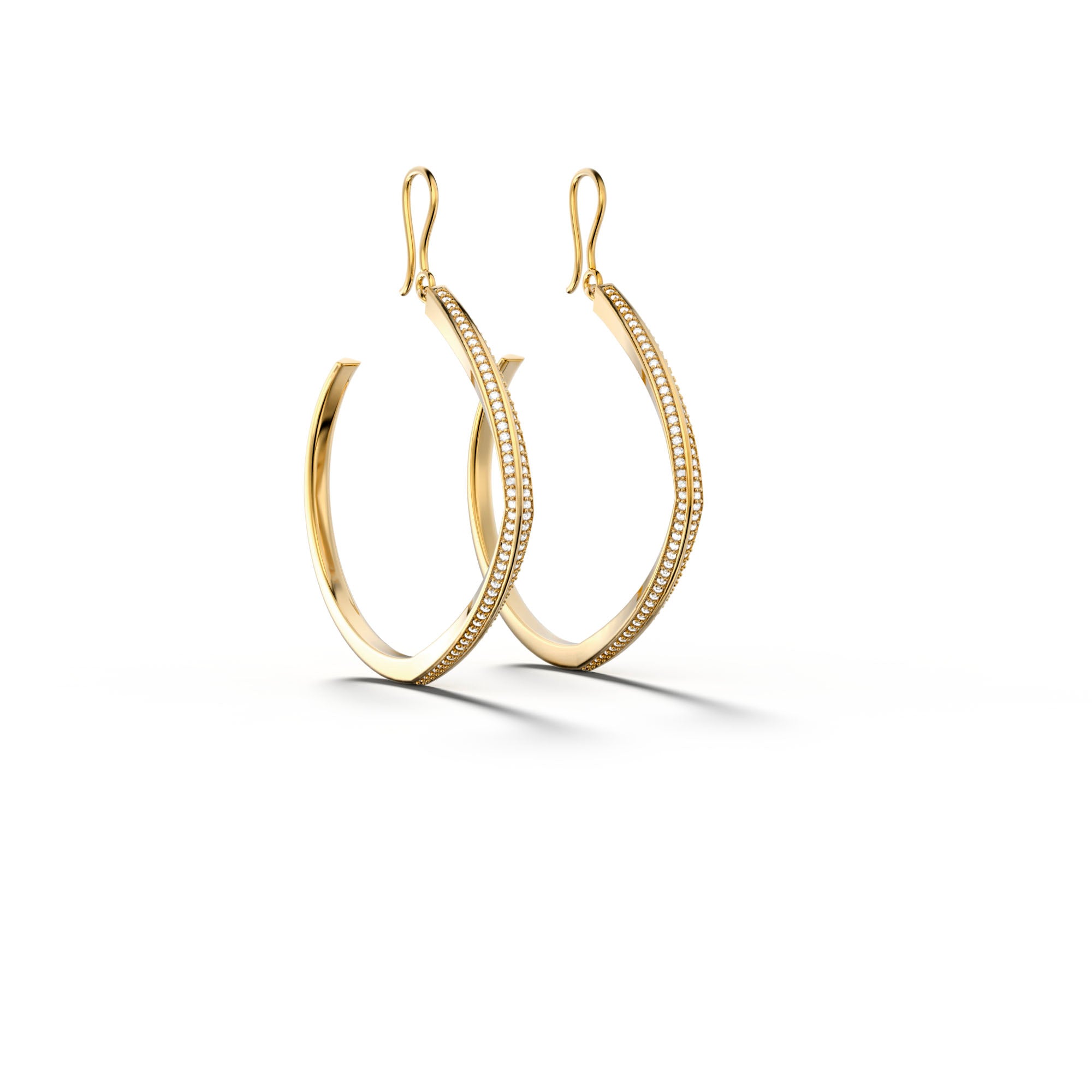 Eden - Large White Gold Hoop Earring With Diamonds - Csilla Jewelry