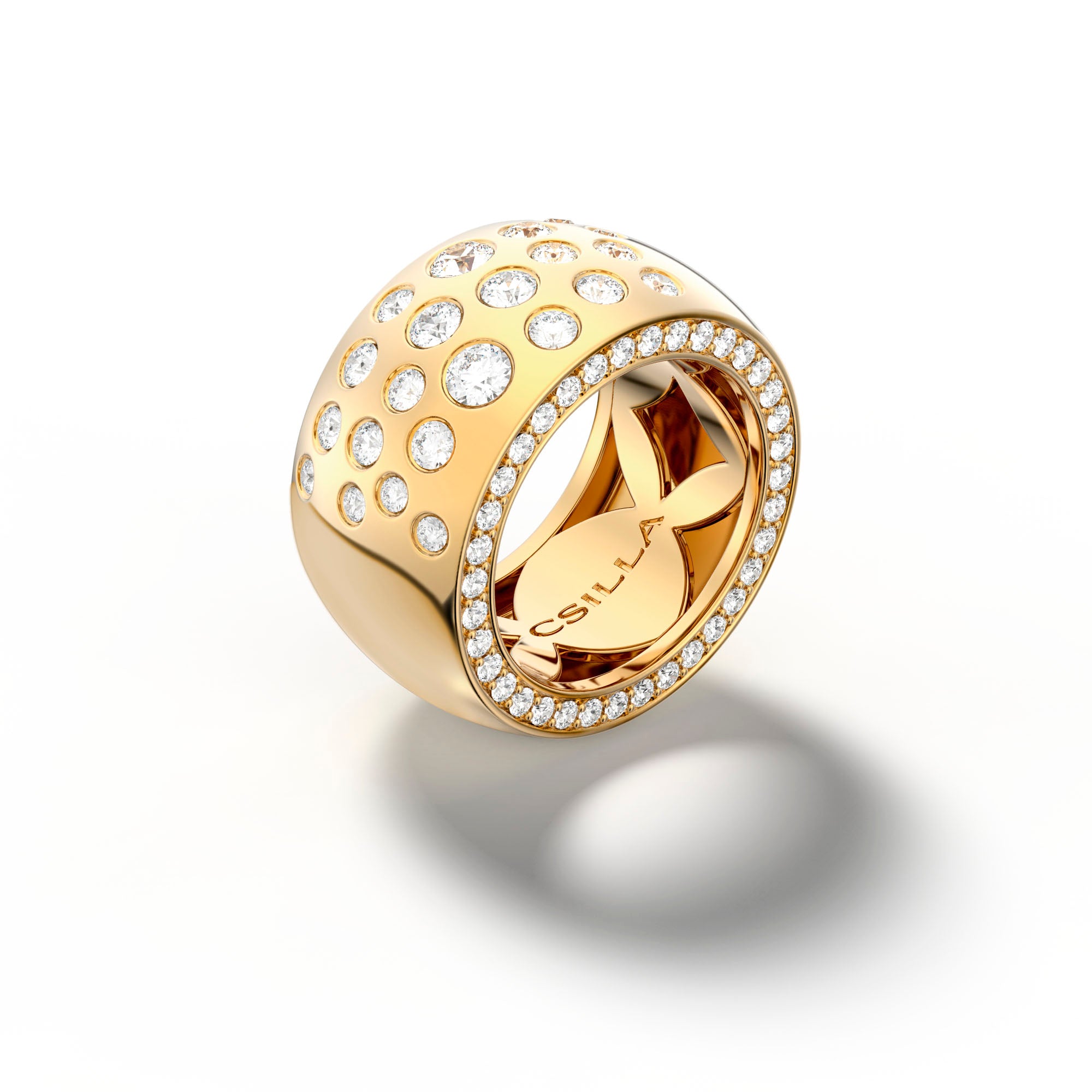 Casino Royale Spy - Yellow Gold Diamond Ring Large - Csilla Jewelry