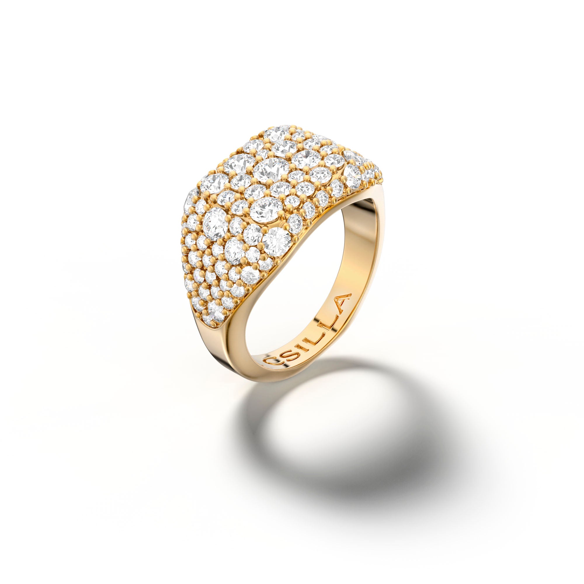 Casio Royale - White Gold With Diamonds Pinky Ring - Csilla Jewelry