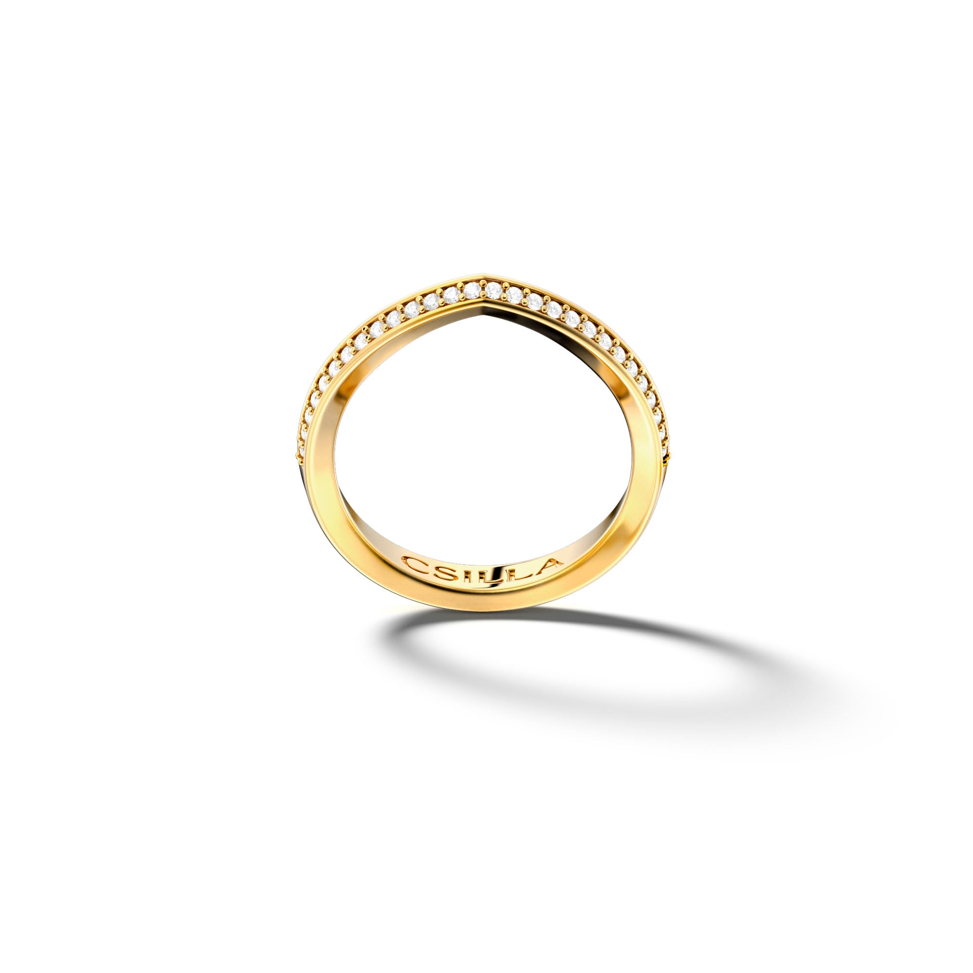 Eden - Thin 18k Yellow Gold Diamond Ring - Csilla Jewelry