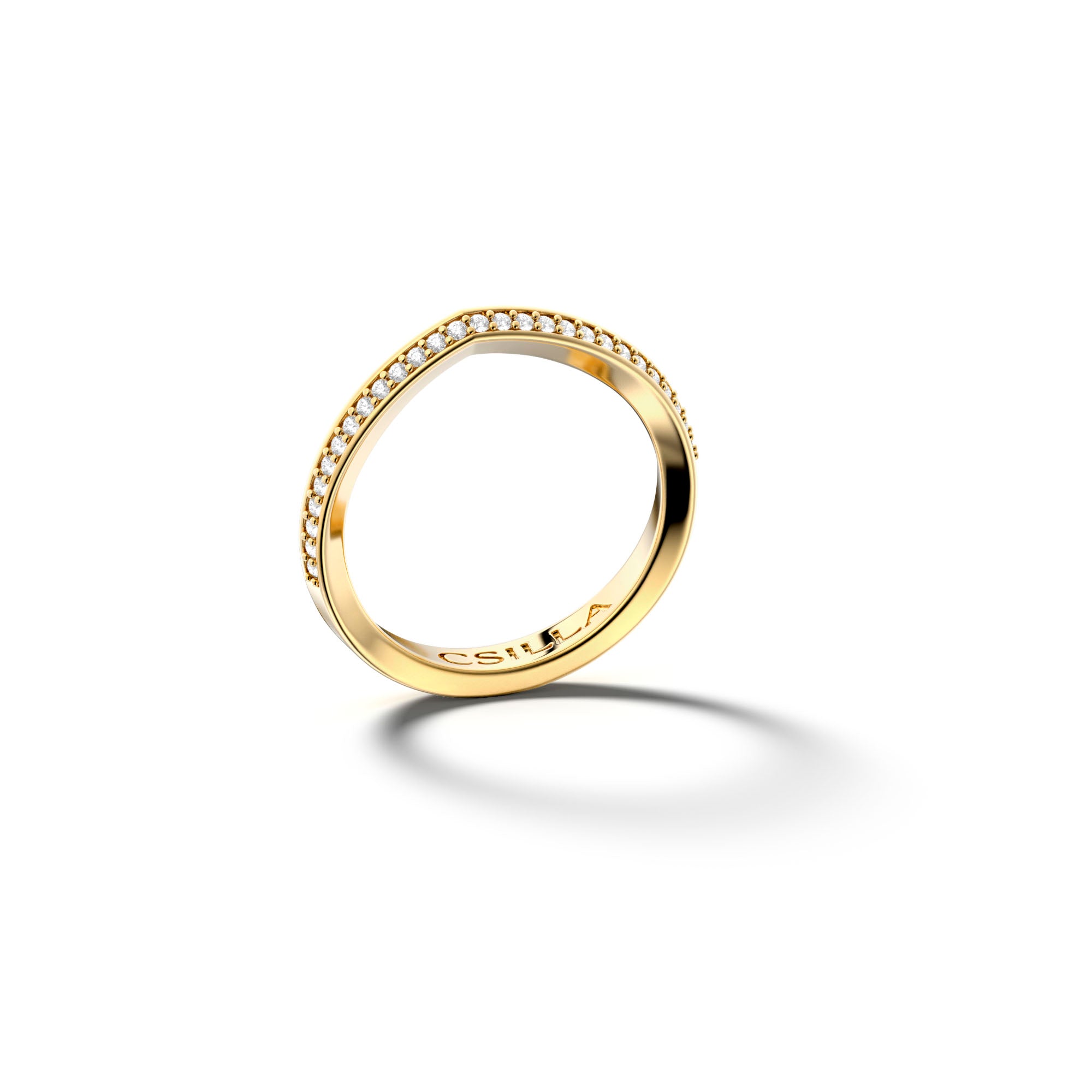 Eden - Thin 18k Yellow Gold Diamond Ring - Csilla Jewelry