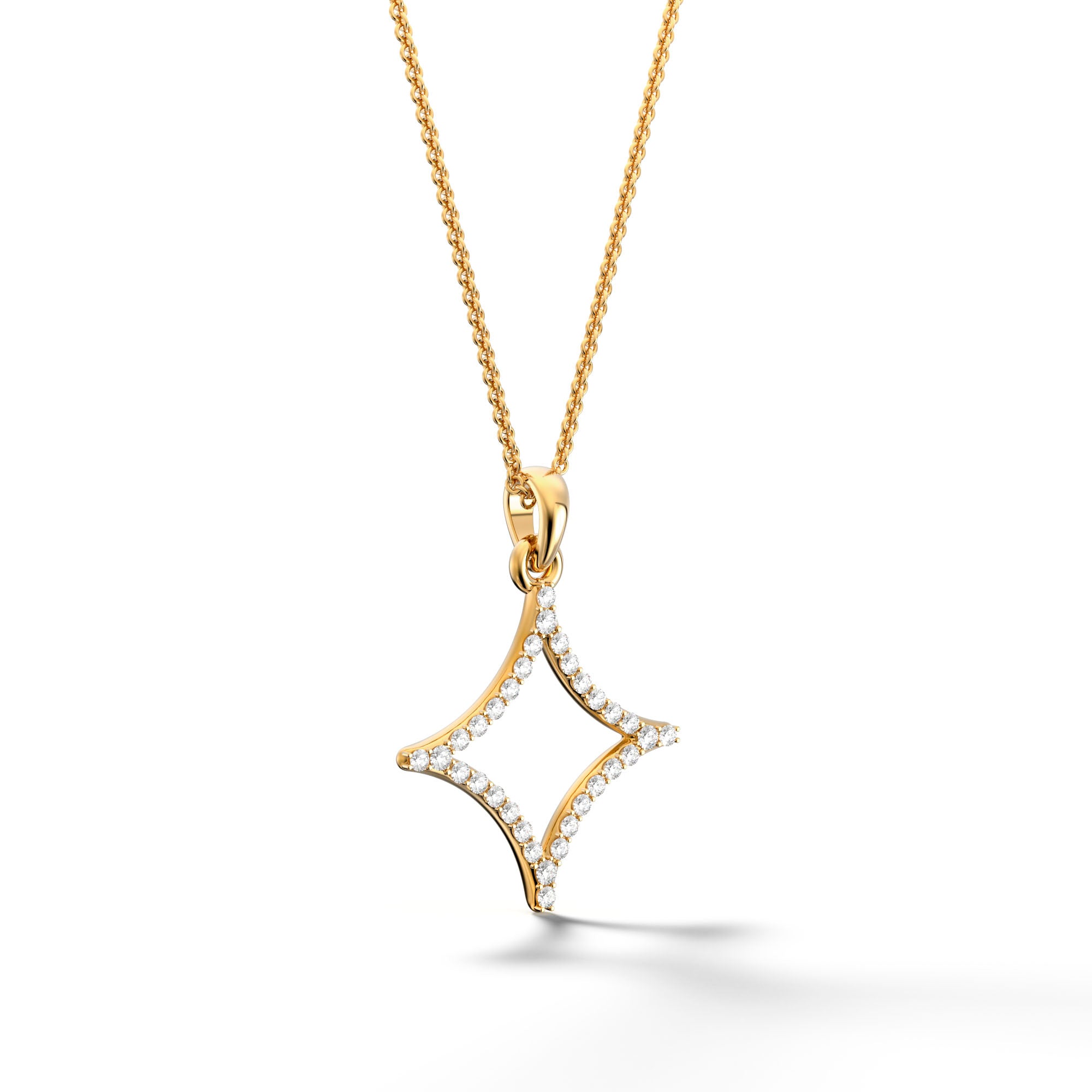 Csillag Sirius - Yellow Gold Pendant with Diamonds Necklace - Csilla Jewelry