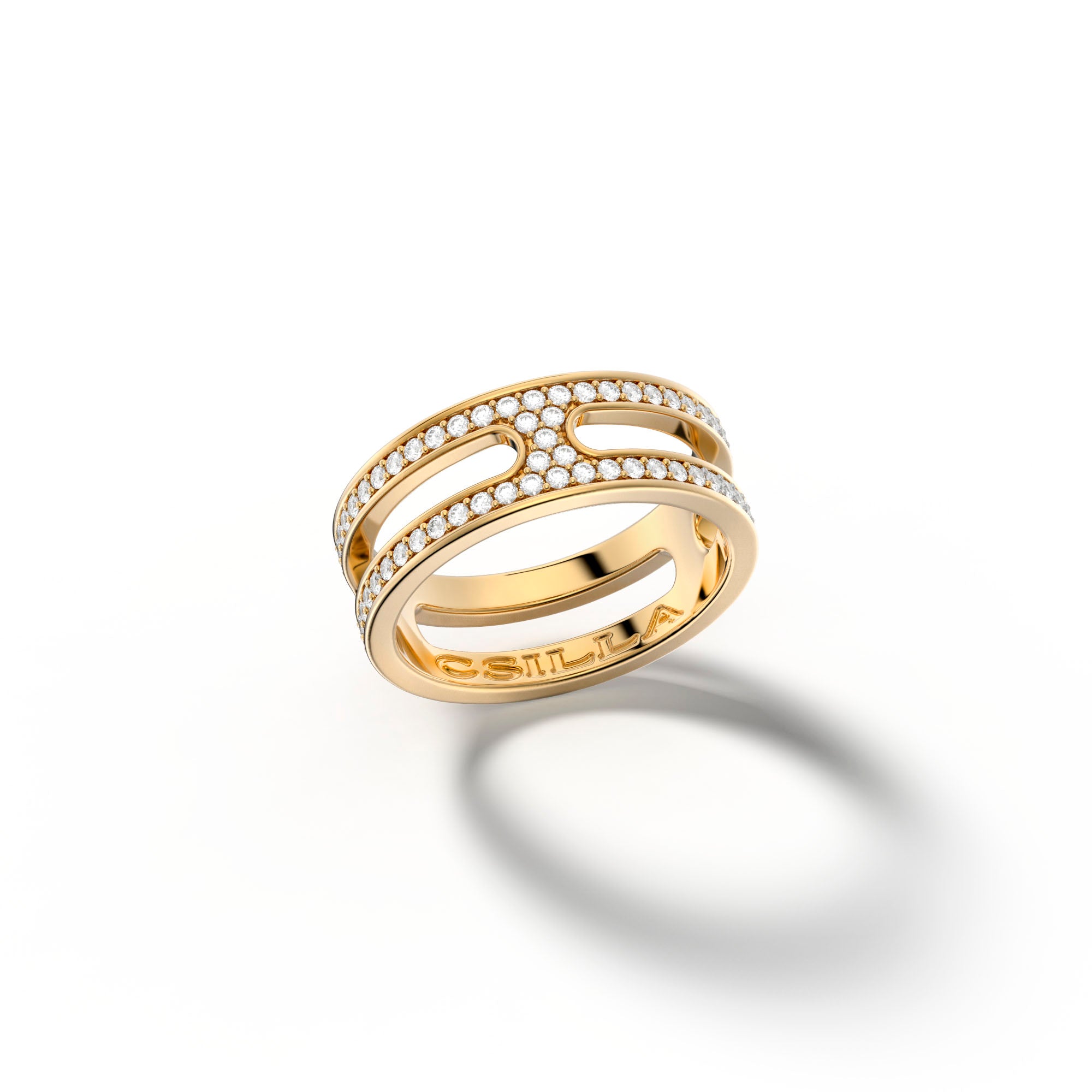 Me&I Yellow Gold Diamond Ring Thin - Csilla Jewelry