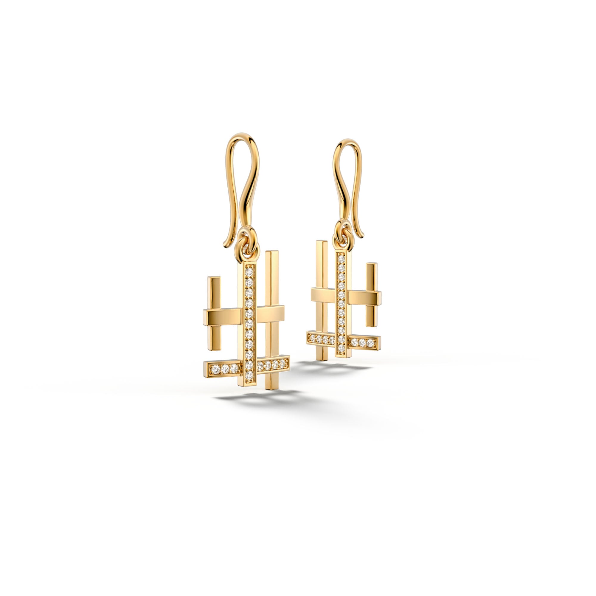 Gaea 18k Yellow Gold Diamond Earring - Csilla Jewelry