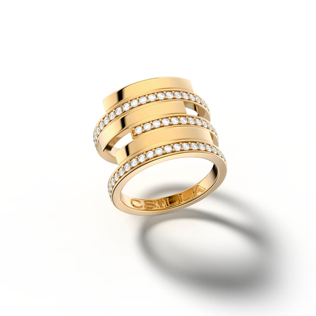 Issimo Yellow Gold Diamond Ring Large Split