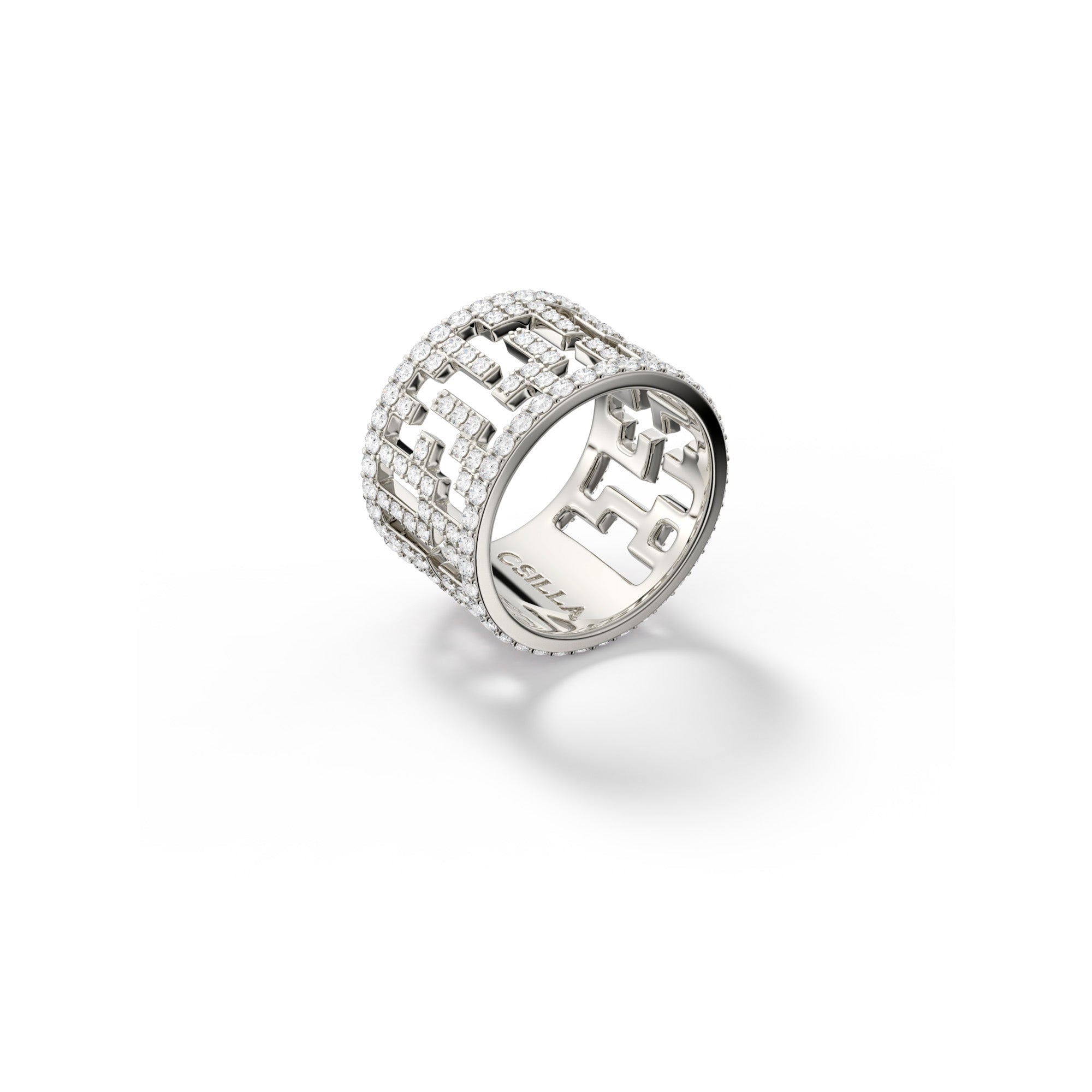 'A-Māz-Me' Icy Large White Gold Ring with Diamonds